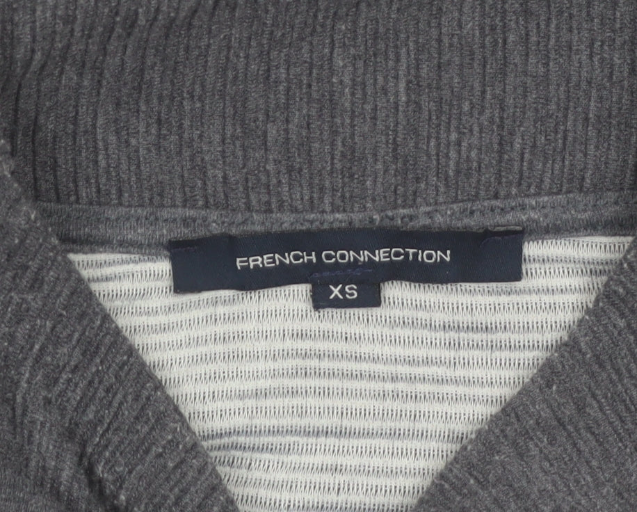 French Connection Womens Grey Mock Neck 3/4 Sleeve Top XS