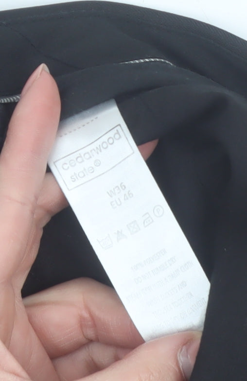 Cedarwood State Men's Black Regular Fit Dress Trousers W36
