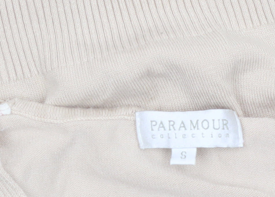 Paramour Collection Women’s Beige V-Neck Slim Knit Jumper Size S
