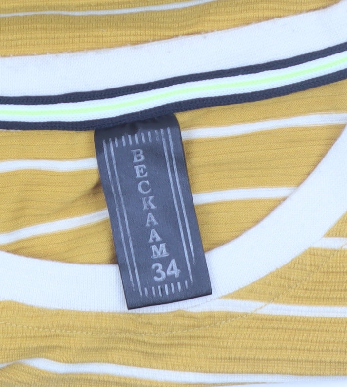 Beckam Boys Yellow Striped Long Sleeve T-Shirt Size 6-7 Years Classic Crew Neck