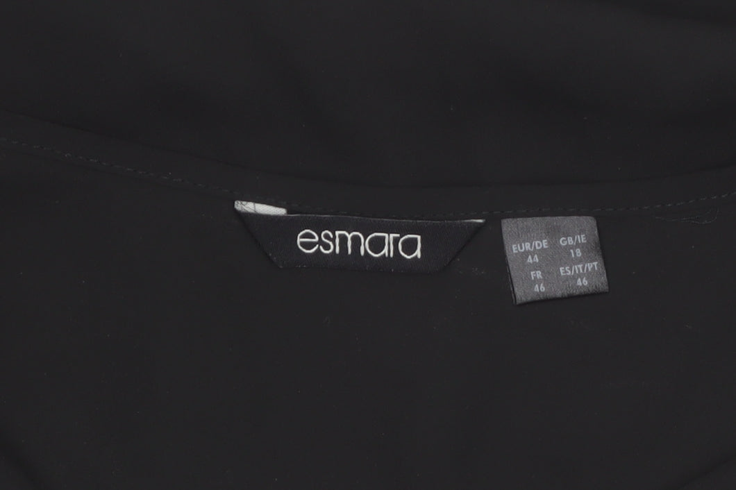 ESMARA Women Black Long Sleeve V-Neck Polyester Blouse Size 18