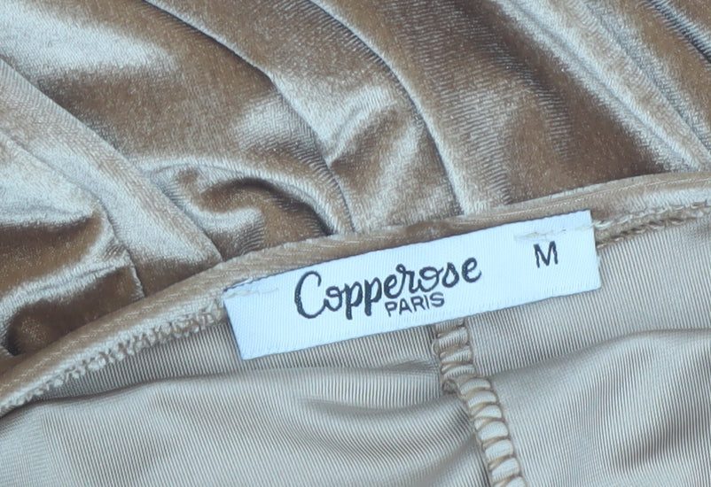 Copperrose Paris Women Brown Velvet Wrap Mini Dress M