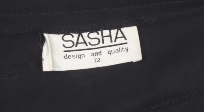 Sasha Womens Black Size 12 Pencil Skirt Cotton Stretch Workwear