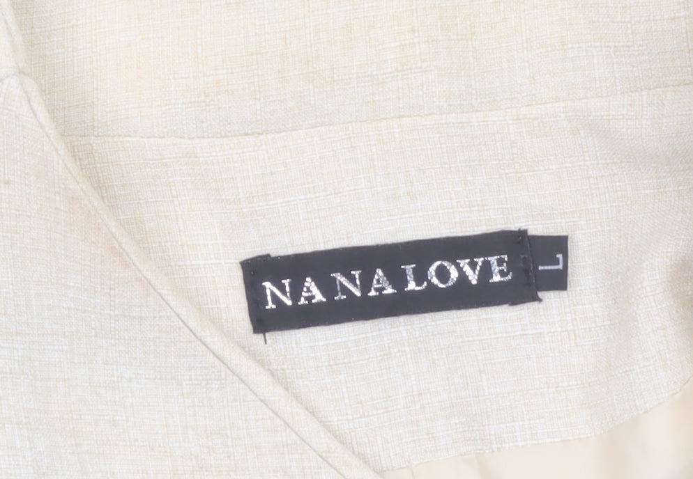 Nana Love Womens Beige L Slim Fit Biker Jacket with Zipped Pockets