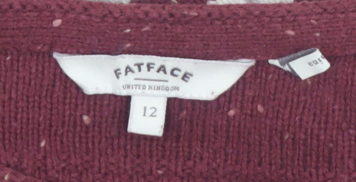 FatFace Womens Red Striped Cotton Acrylic Pullover Jumper Size 12