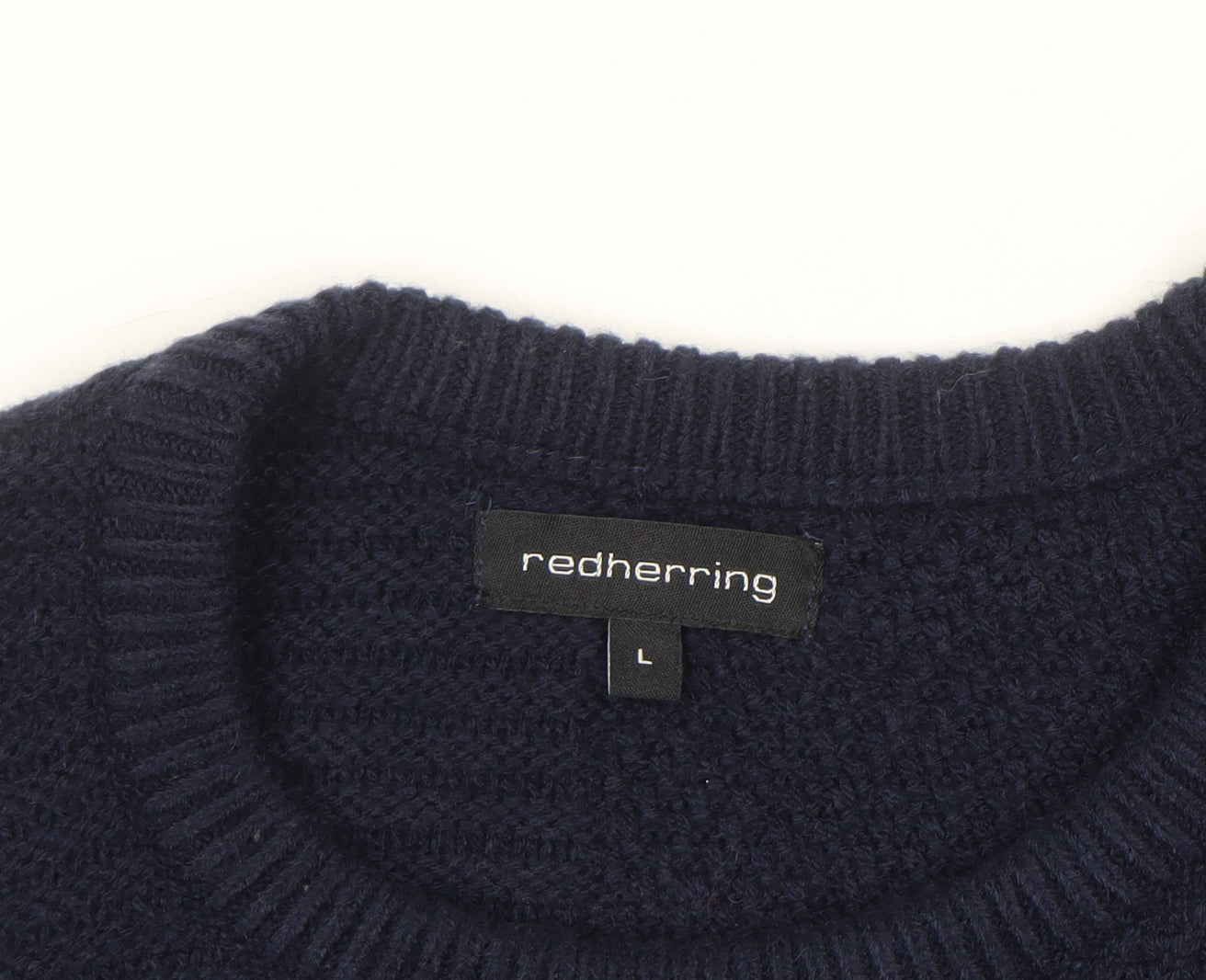 Red Herring Men's Blue Chunky Knit Crew Neck Jumper L