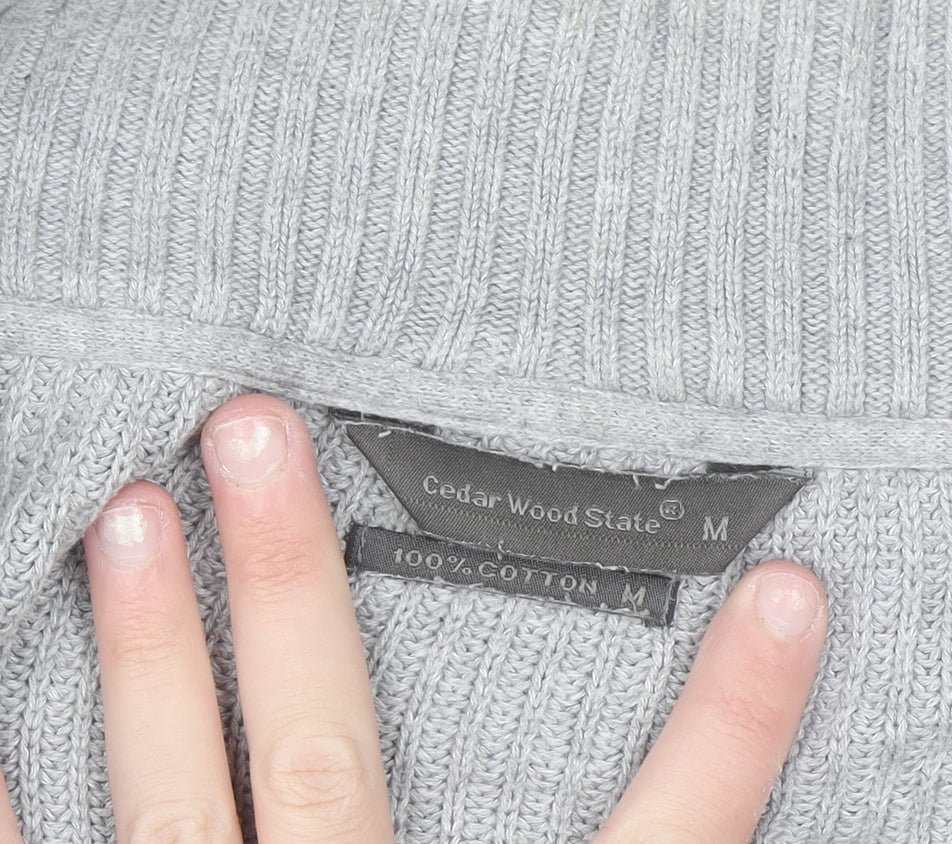 Cedar Wood State Men’s Grey Full Zip Cotton Jumper M