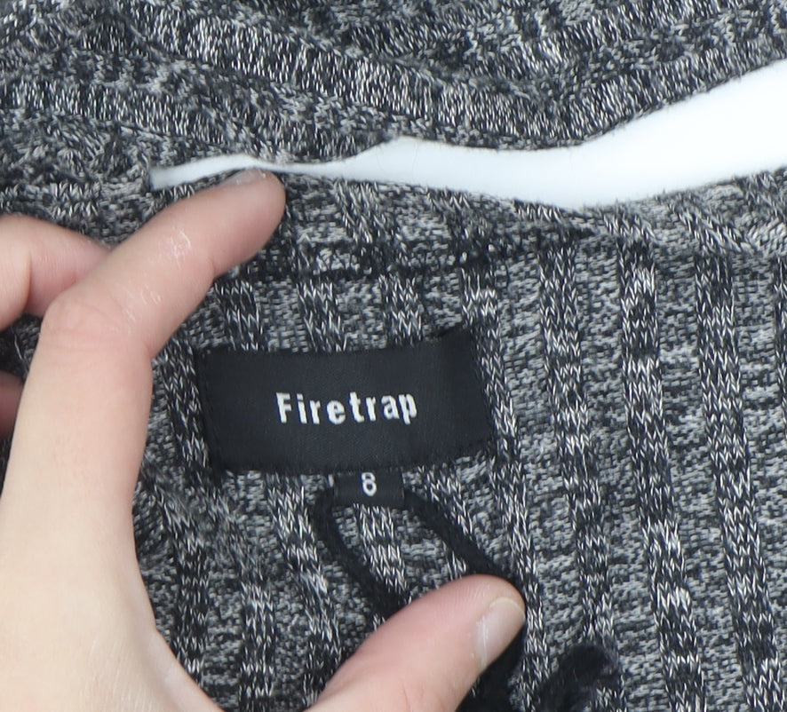 Firetrap Womens Grey Longline Open Knit Cardigan Size 8