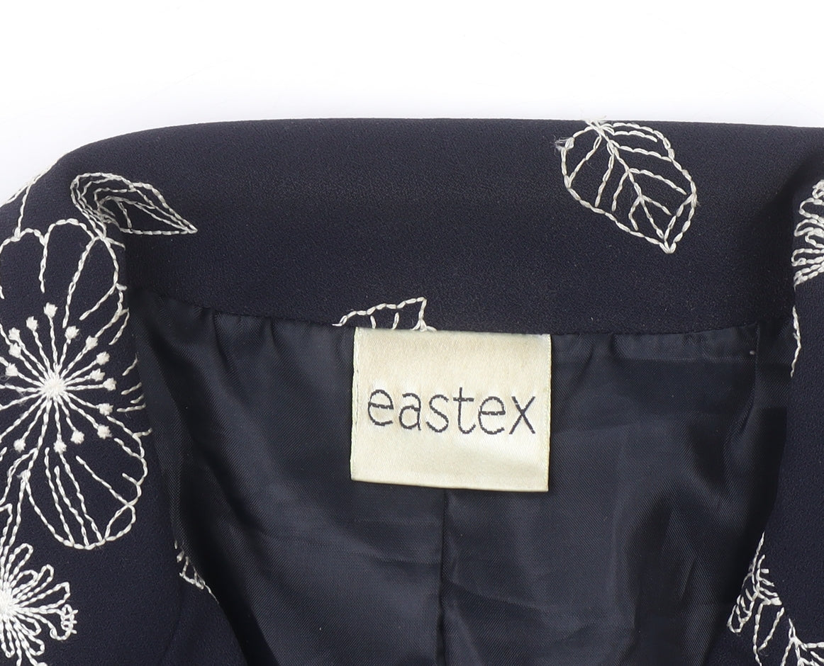 Eastex Women’s Blue Floral 3/4 Sleeve Polyester Blazer Size 14