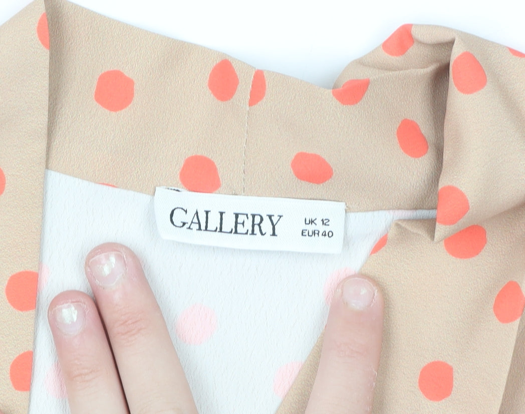 Gallery Women Beige Polka Dot Kimono Blouse Size 12