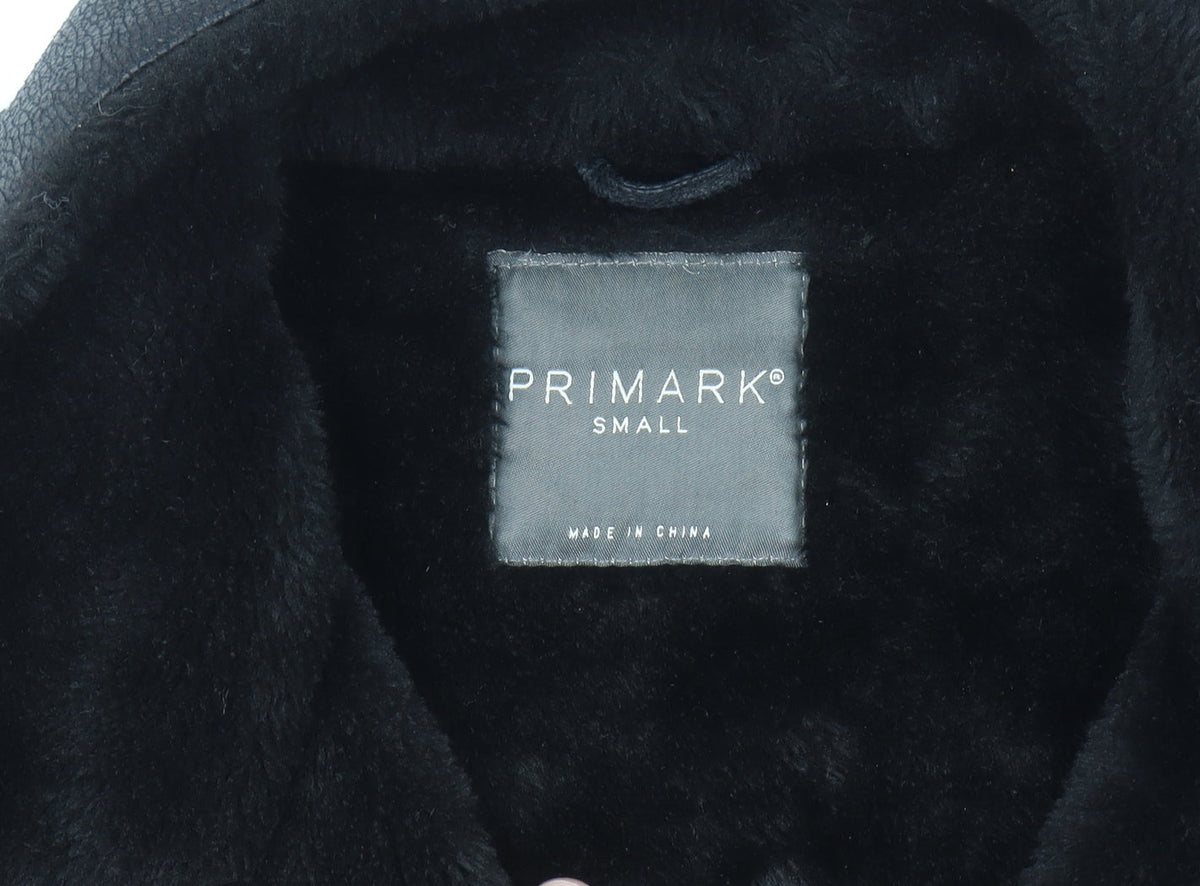 Primark Women’s Black Faux Leather Lined Biker Jacket Size S