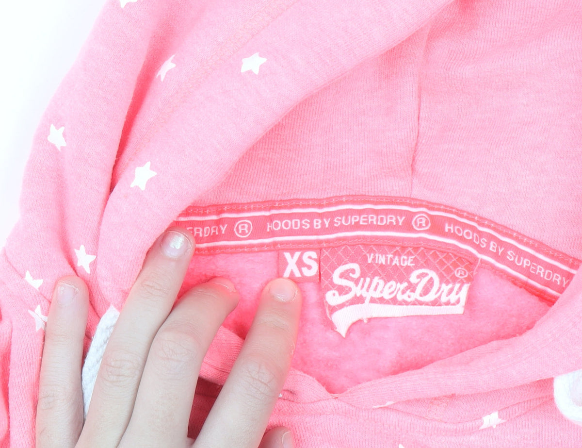 Superdry Womens Pink Star Print Pullover Hoodie XS