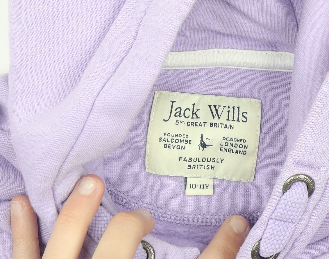 Jack Wills Girls Purple Pullover Hoodie 10-11 Years Logo Cotton Fleece