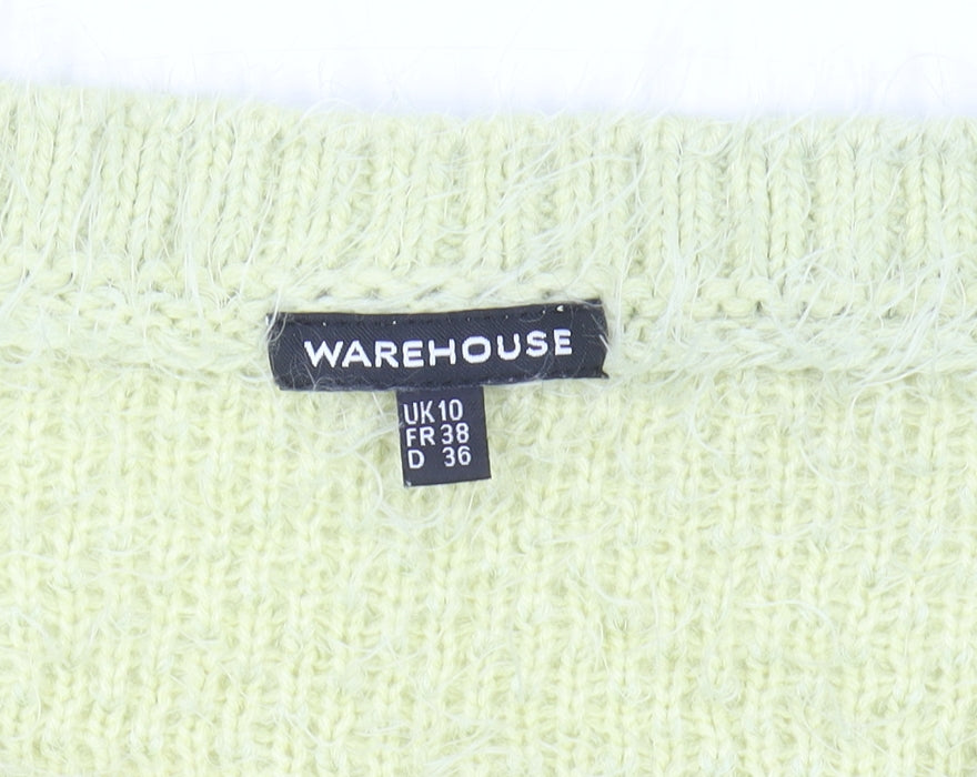 Warehouse Women Yellow Open-Knit Long Sleeve Pullover Jumper Size 10