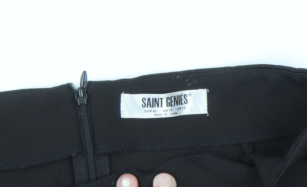 Saint Genies Women's Black Size 14 Stretch Pencil Skirt