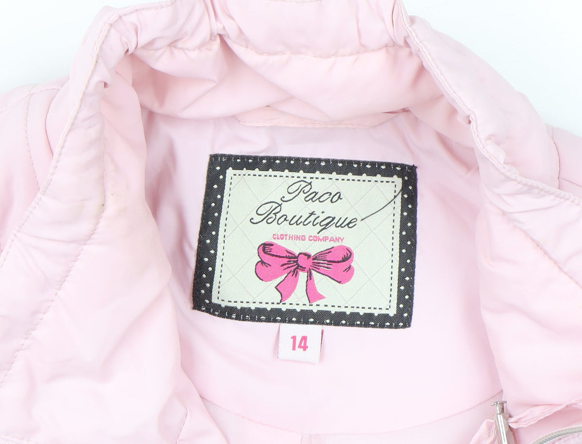 Paco Boutique Women Pink Quilted Padded Waistcoat Size 14