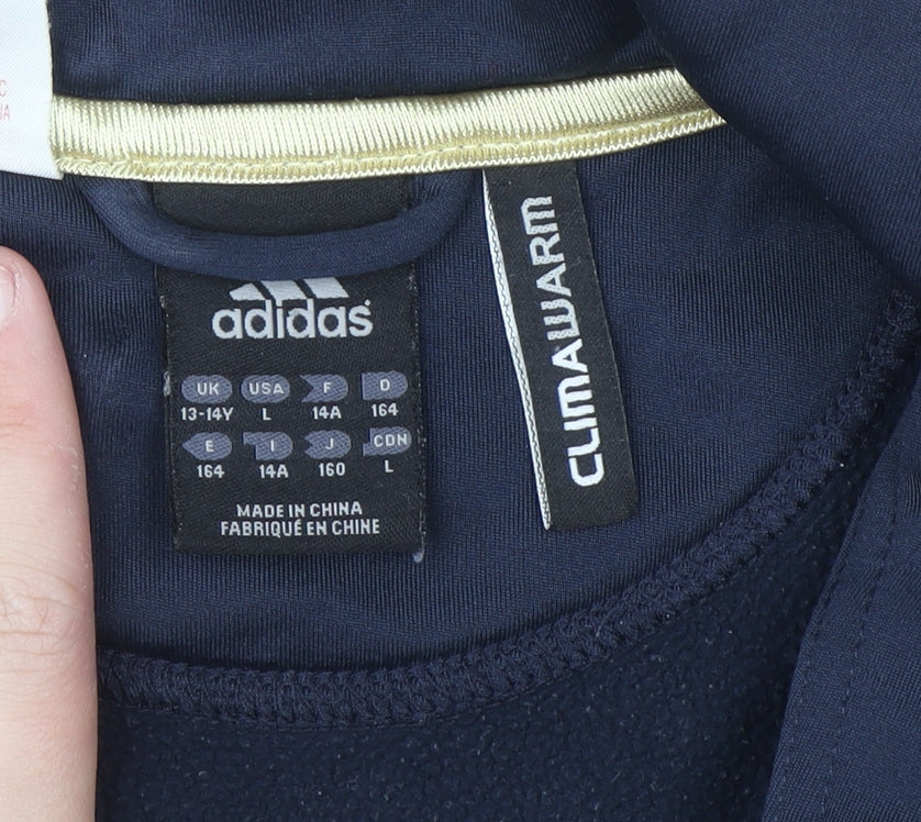 Adidas Boys Blue Full Zip ClimaWarm Sweatshirt 13-14 Years