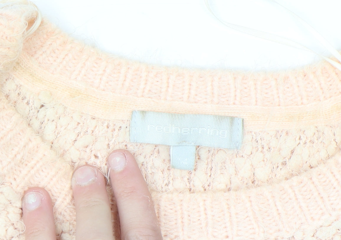 Red Herring Womens Beige Size 14 Chunky Knit Long Sleeve Pullover Jumper