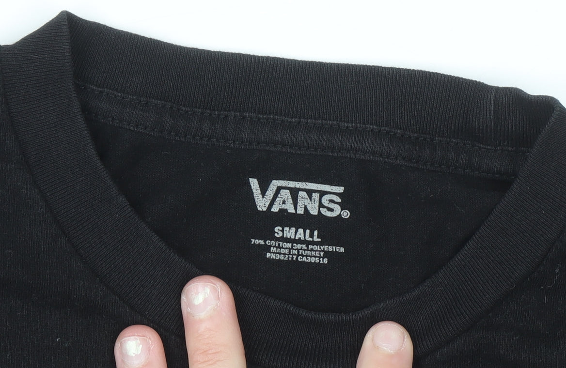 Vans Men's Grey Black Colourblock Crew Neck Short Sleeve T-Shirt Small