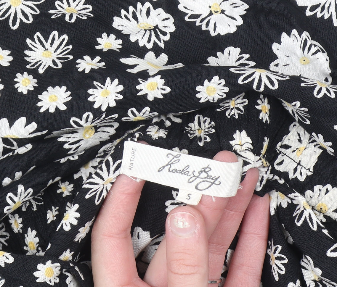 Koala Bay Women's Black Floral A-Line Midi Skirt Size S Viscose
