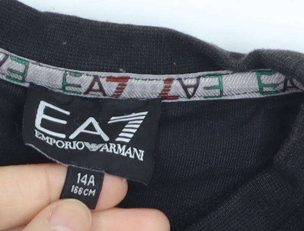 Emporio Armani EA7 Black Cotton Teens Sweatshirt Size 14A Regular Fit