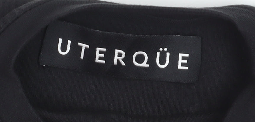 UTERQUE Girls Black Beaded Space Graphic Short Sleeve T-Shirt S