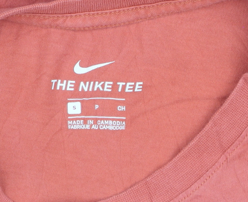 Nike Boys Orange Graphic Print T-Shirt Size S Casual Short Sleeve