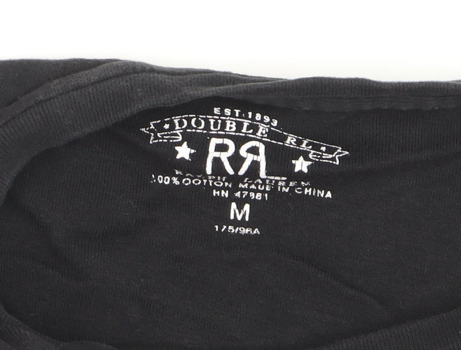 RRL Boys Black Cotton Crew Neck Short Sleeve Basic T-Shirt M