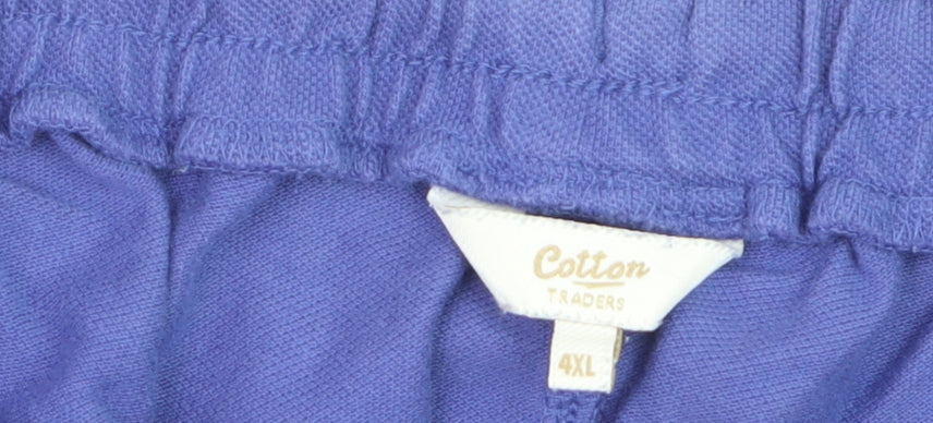 Cotton Traders Men's Blue Sweat Shorts 4XL Elastic Waist 100% Cotton