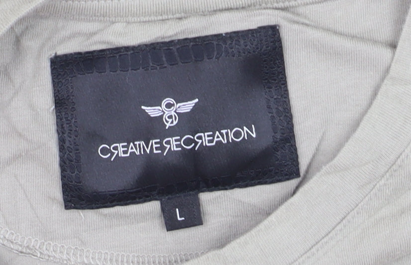 Creative Recreation Men's Beige Graphic Logo T-Shirt Size L