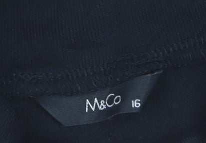 M&Co Women’s Black Cotton Roll Neck Long Sleeve Pullover Jumper Size 16
