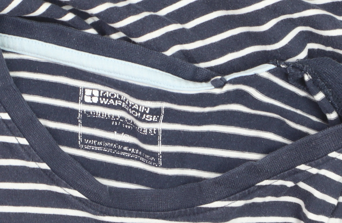Mountain Warehouse Men's Blue Striped Cotton Crew Neck T-Shirt L