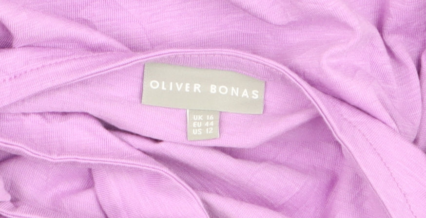Oliver Bonas Women’s Purple Cotton T-Shirt Size 16 Scoop Neck
