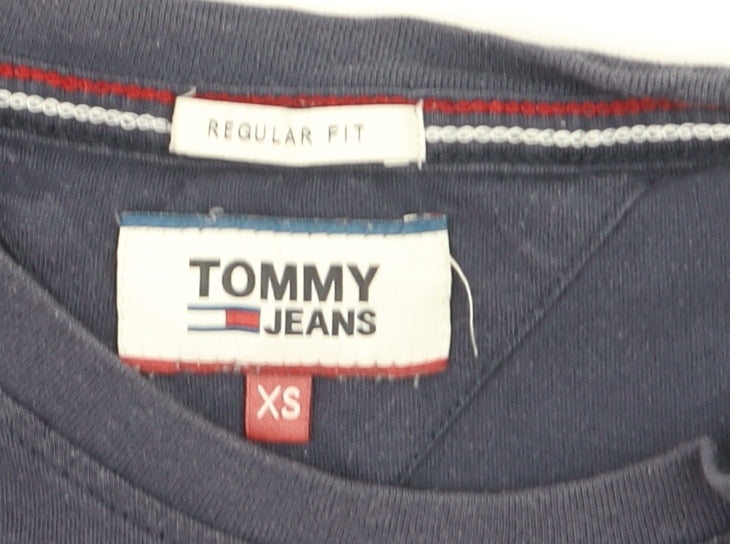 Tommy Jeans Men Blue XS Regular Fit Cotton Crew Neck T-Shirt