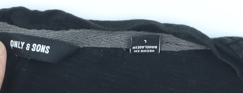 Only & Sons Men's Black Colourblock Slim Fit T-Shirt L
