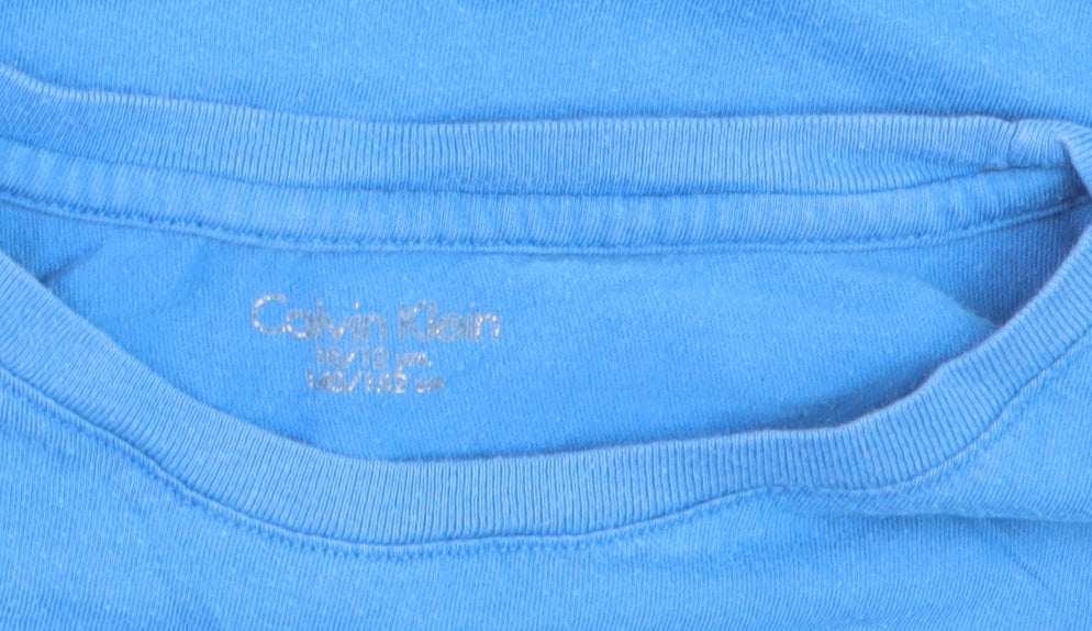 Calvin Klein Boys Blue 10-12 Years Cotton Logo Short Sleeve T-Shirt