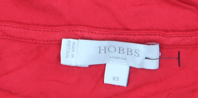 Hobbs Women Red Basic Long Sleeve Scoop Neck Jersey Top XS