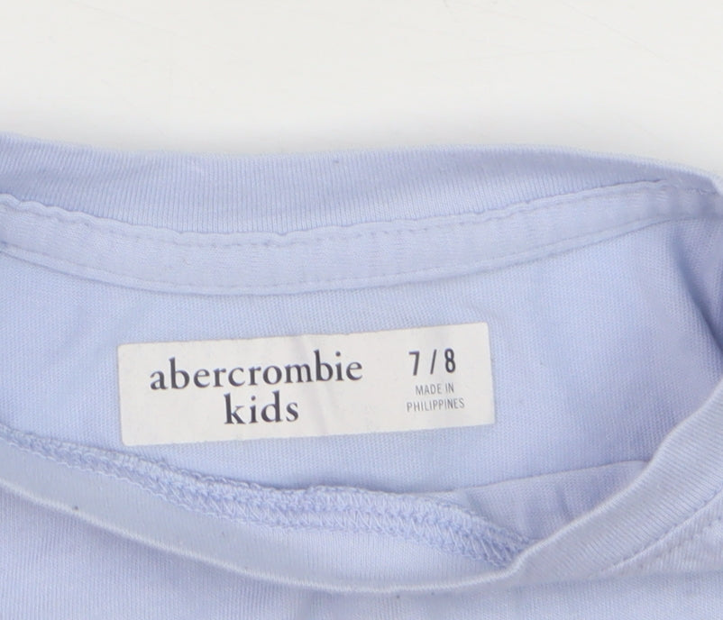 Abercrombie & Fitch Kids Girls Blue Long Sleeve Crew Neck Graphic T-Shirt 7-8 Years