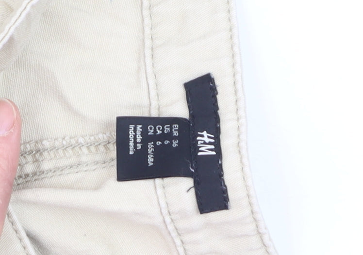 H&M Womens Beige Chino Trousers Size 8 Slim Fit Stretch