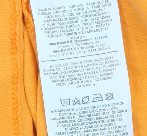Nike Men's Orange Graphic Short Sleeve Cotton T-Shirt Size S