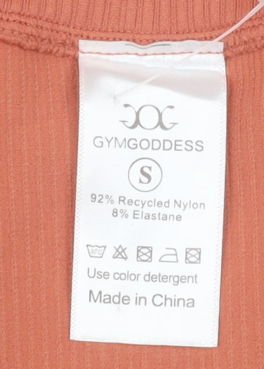 GYMGODDESS Womens Orange Cropped Zip Jacket Size S Slim Fit