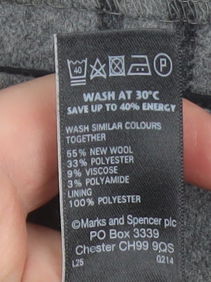 Marks & Spencer Women’s Grey Pleated Wool Blend Knee Length Skirt Size 10