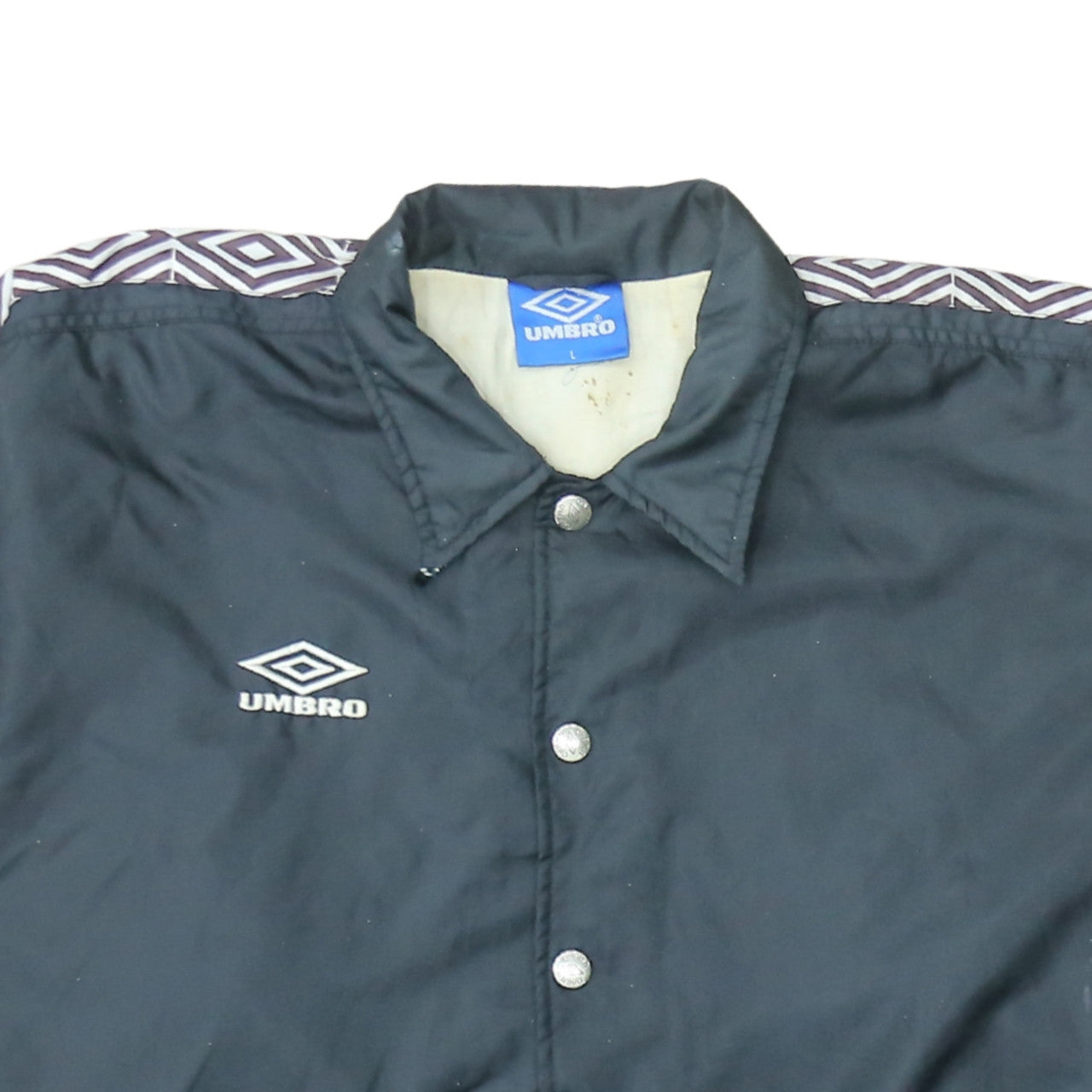 Umbro Men's Black L Lightweight Retro Windbreaker Sports Jacket