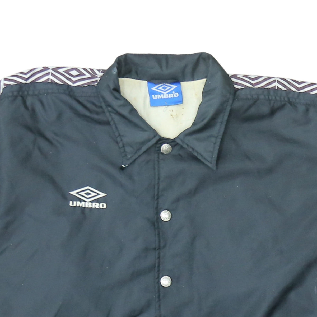 Umbro Men's Black L Lightweight Retro Windbreaker Sports Jacket