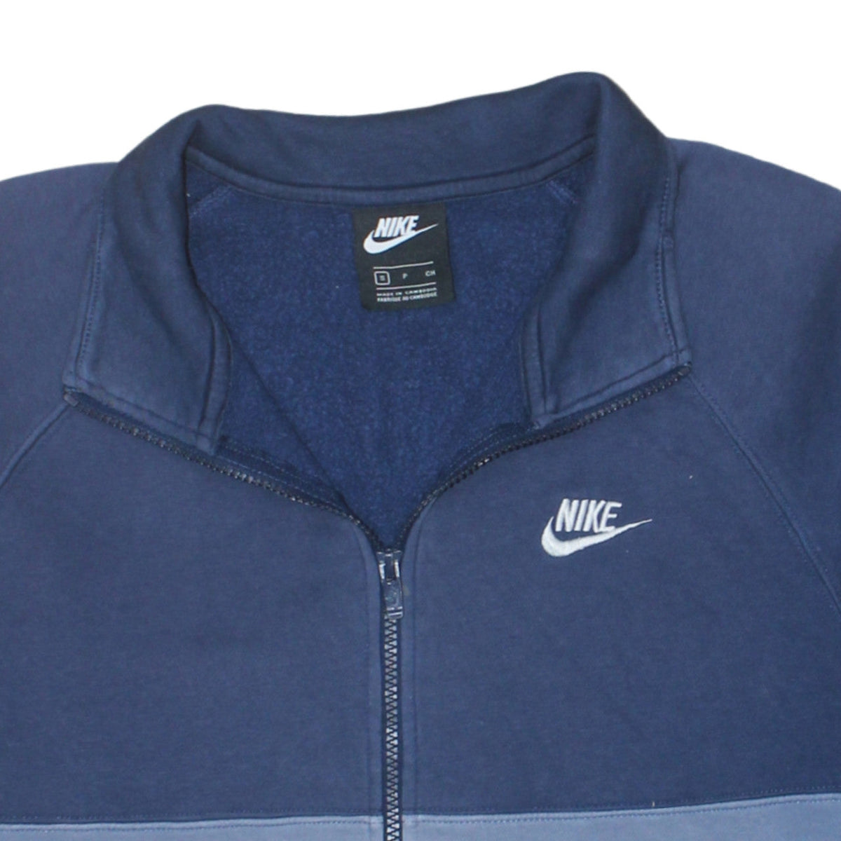 Nike Men's Blue Full Zip Sweatshirt S Fleece Cotton Blend