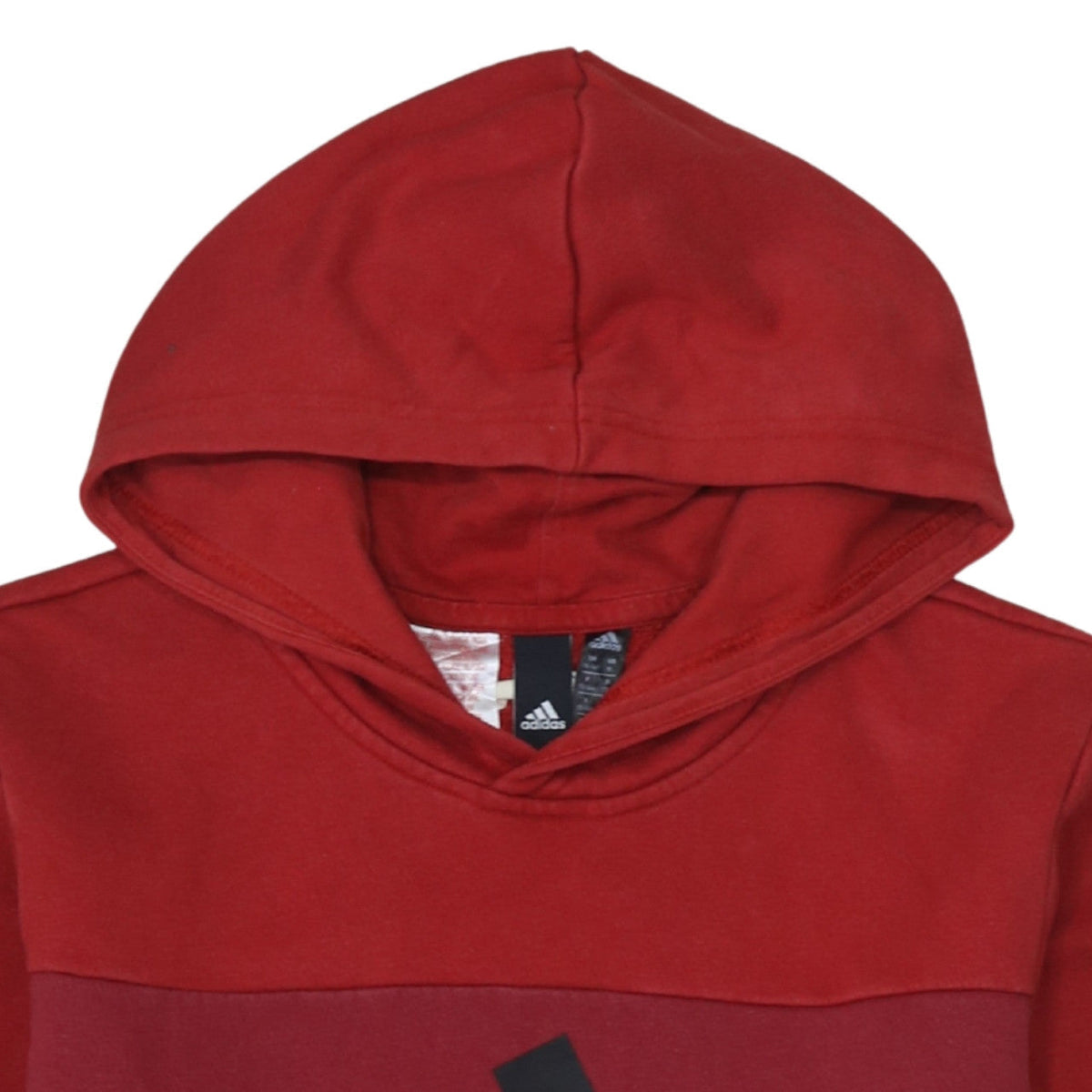 Adidas Boys Red Pullover Hoodie XL 15-16Y Cotton Blend Logo Hooded Top