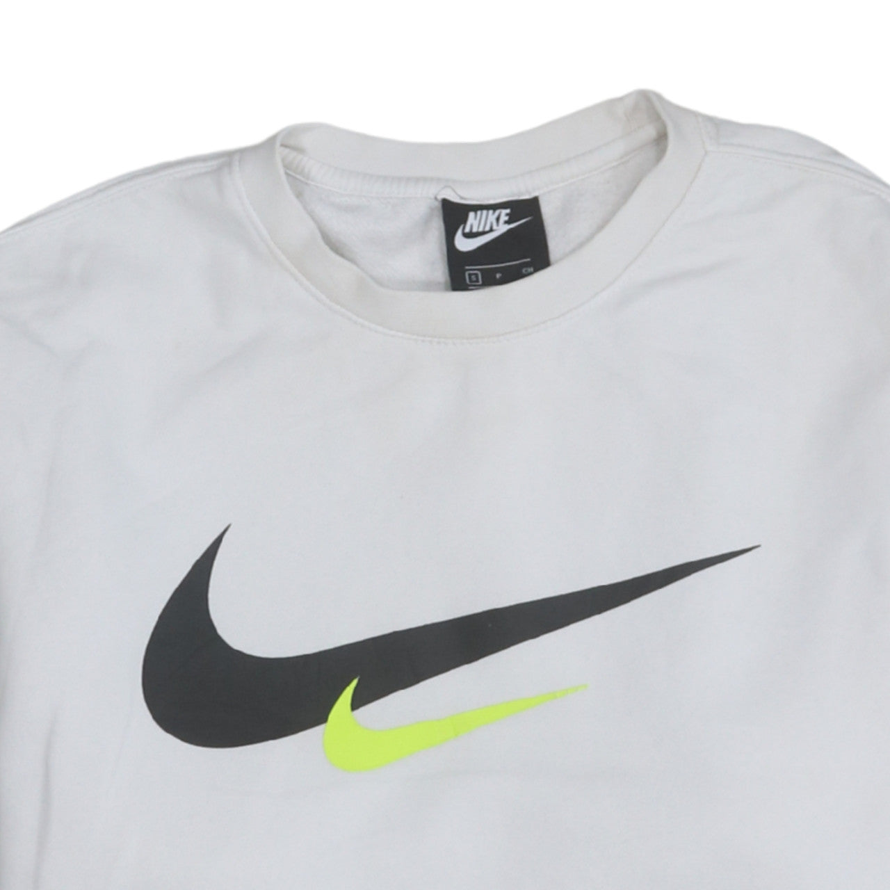 Nike Men's White Small Logo Pullover Sweatshirt Crew Neck