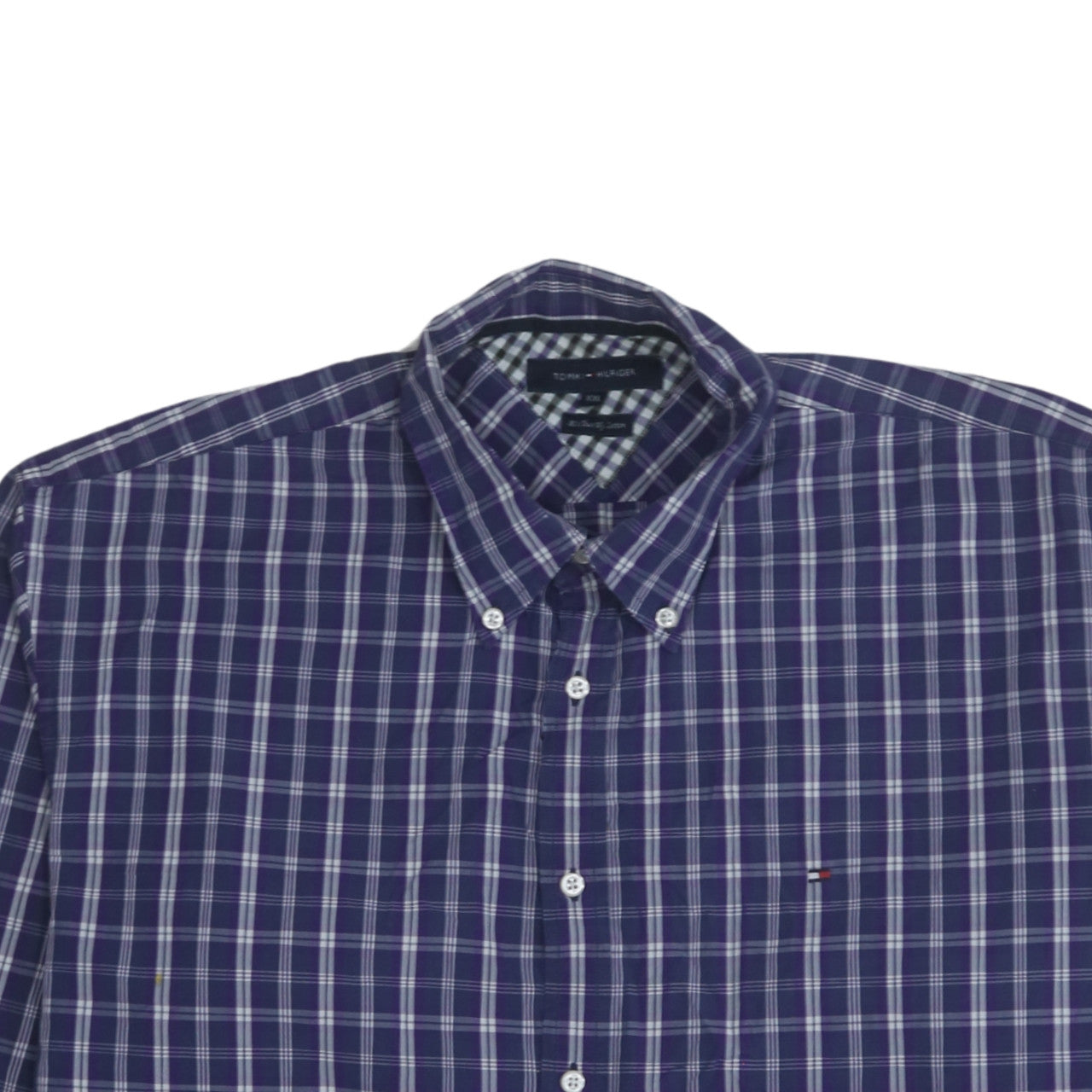 Tommy Hilfiger Men’s Blue Checked 2XL Long Sleeve Button-Up Shirt