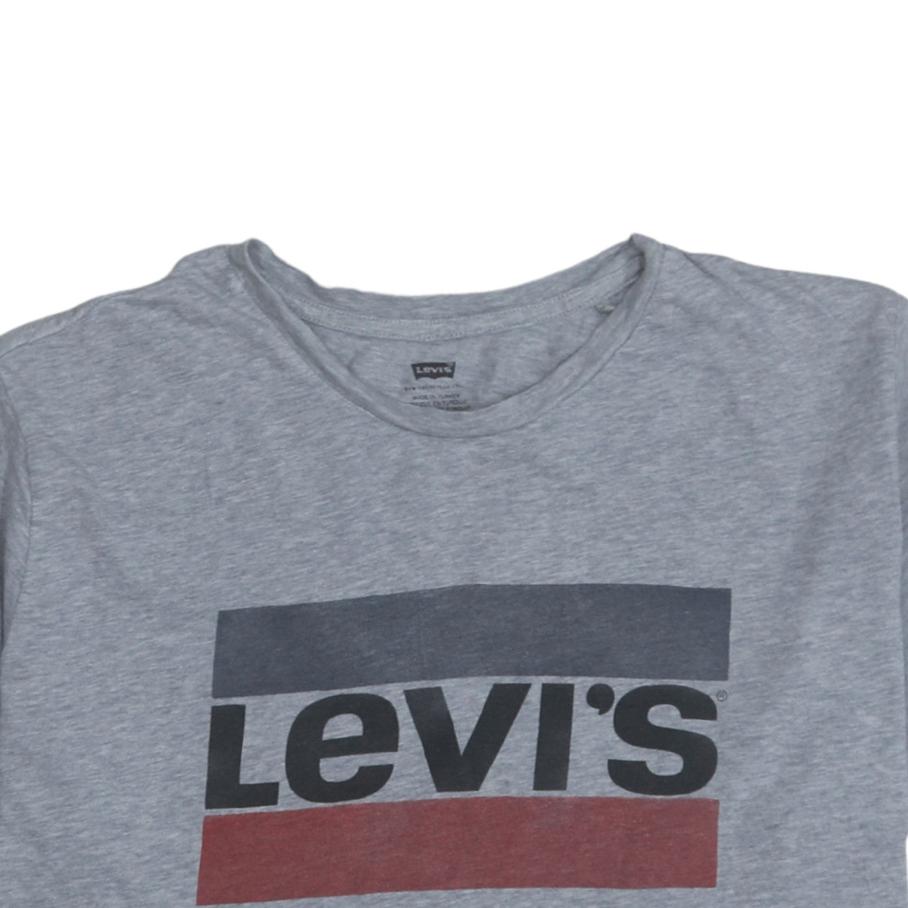 Levi's Men's Grey Graphic Logo Crew Neck Cotton T-Shirt L
