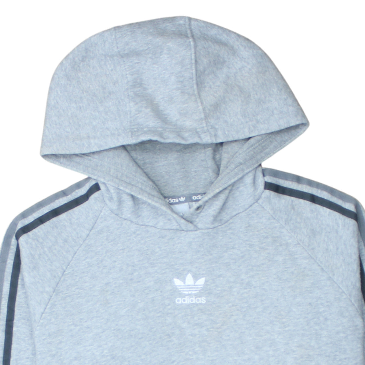 Adidas Mens Grey Pullover Hoodie Small Logo Fleece Sweatshirt